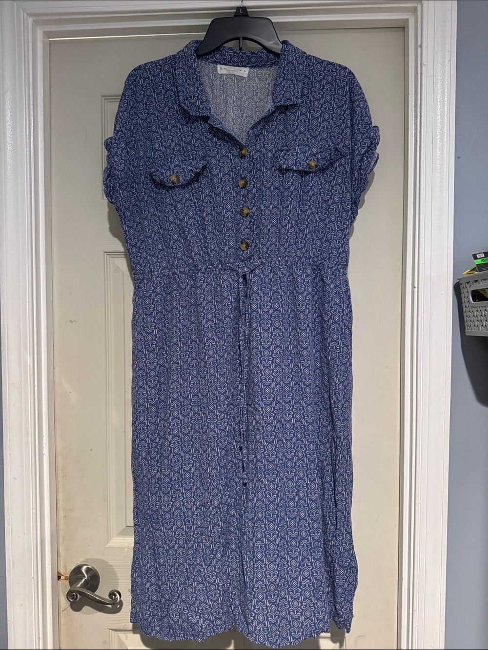Lucky Brand Blue Printed Midi Shirt Dress
